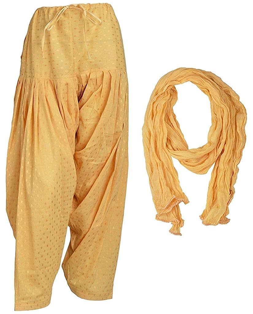 hungry fashions patiala with dupatta for womens | patiyala pant with dupatta set | free size golden doted buti patiala | multicolor