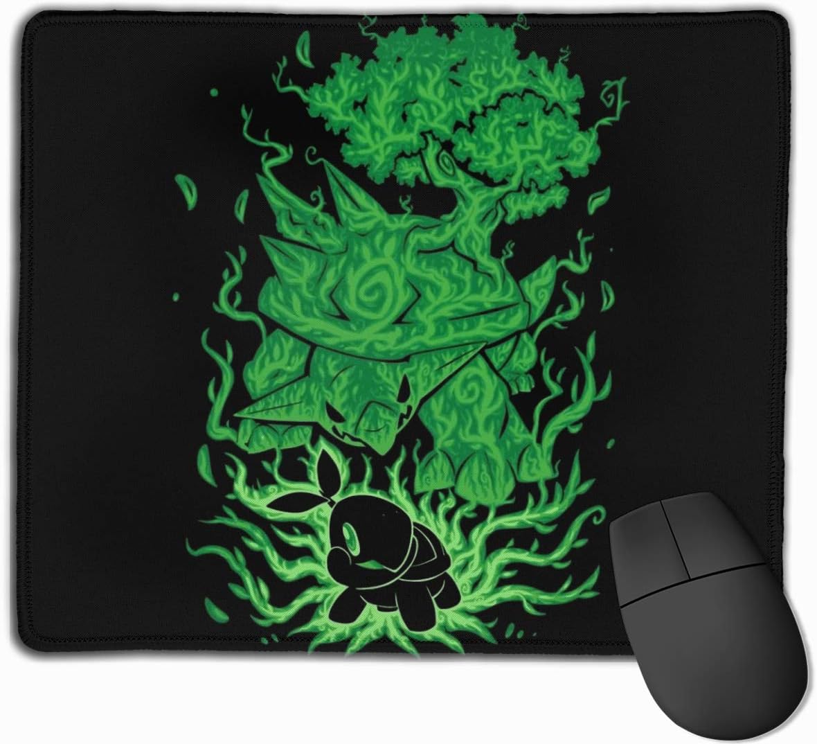 DAIPLY Turtwig Torterra Grass Starter Computer Laptop Mousepad Stitched Edge Gaming Mouse Pad 11.8"x9.8"