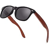 cloudfield Wood Frame Sunglasses for Men and Women with 9-Layer Polarized Lenses and Double Layer of UV Blocking Coating
