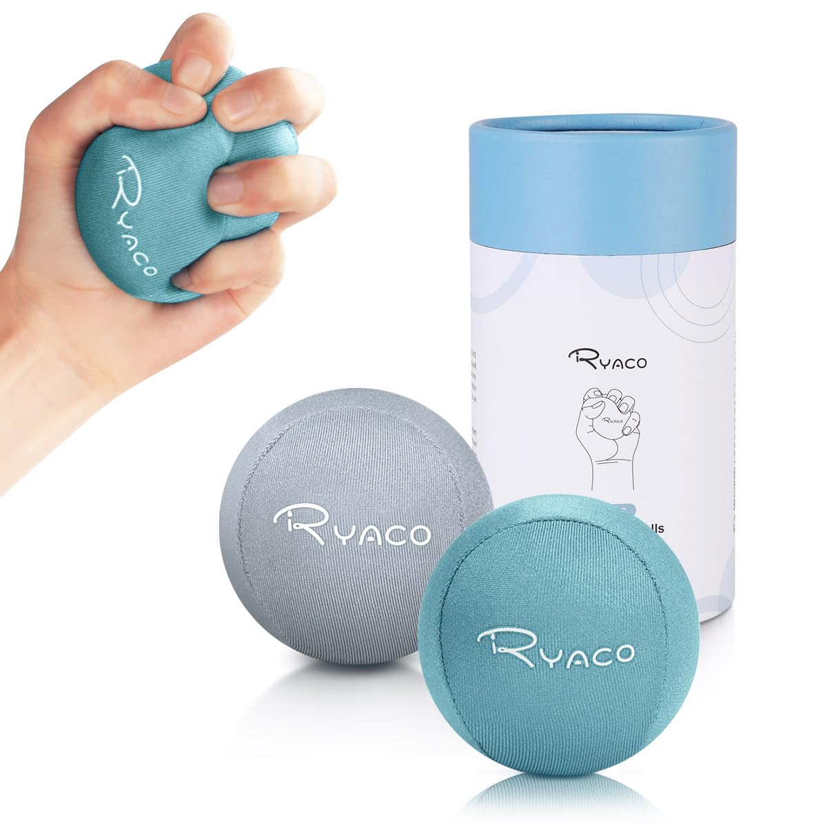 RYACO 2PCS Hand Exercise Gel Stress Balls Set, Soft & Hard Gel Balls Set of 2 for Adults & Kids - Anxiety Relief, Resistance Training, Easy Squeeze, Grip Strength