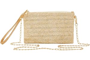 JOIZOMOU Straw Purse Crossbody Bags for Women Summer Purses Handbags Beach Straw Clutch Wristlet Wallets