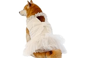 UOSIA Formal Dog Dresses for Large Dogs White Dog Bridesmaid Birthday Party Tutu Dress with Tulle Lace & Bow Decor Summer Pet Princess Costume for Female Dogs,2XL