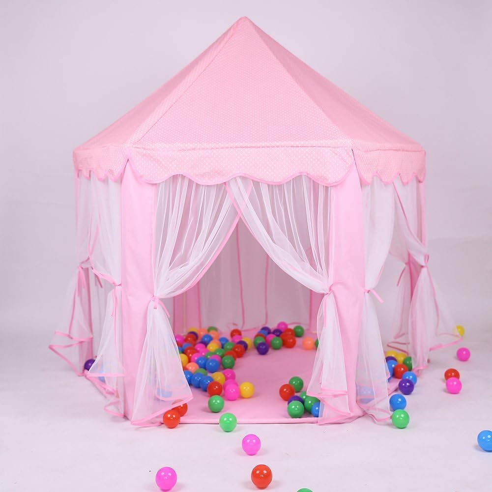 silite Hexagon Play Tent Kids Princess Indoor and Outdoor Kids Play Tent Princess Castle,Expanded Area 55.12 x 55.12 x 53.14 Inchs
