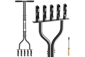 CATMANOR Hollow Tine Lawn Aerator, Heavy Duty Aerator Lawn Tool with 5 Steel Core Tines and Rubber Grip, Manual Core Aerators
