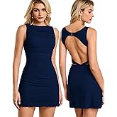 XinFSh Women's Backless Homecoming Mini Dress Sexy Bodycon Sleeveless Ruched Party Dresses Short Club Outfits