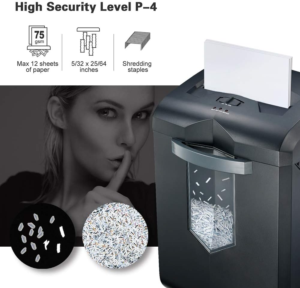 Bonsaii Updated 60-Minute Heavy-Duty Micro-Cut Paper Shredder, 14-Sheet Shredding Capacity for Office and Home Use, Destroys Credit Card/Staples/Clips, 6-Gallon Pullout Wastebasket, Black (C149-D) : Electronics