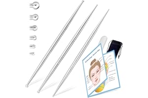 ideayard Facial Reflexology Massage Tool 3 Pieces/6 Szie Headed Stainless Steel Acupuncture Pen Ear Acupressure and Body Point Probe Pen for Deep Tissue