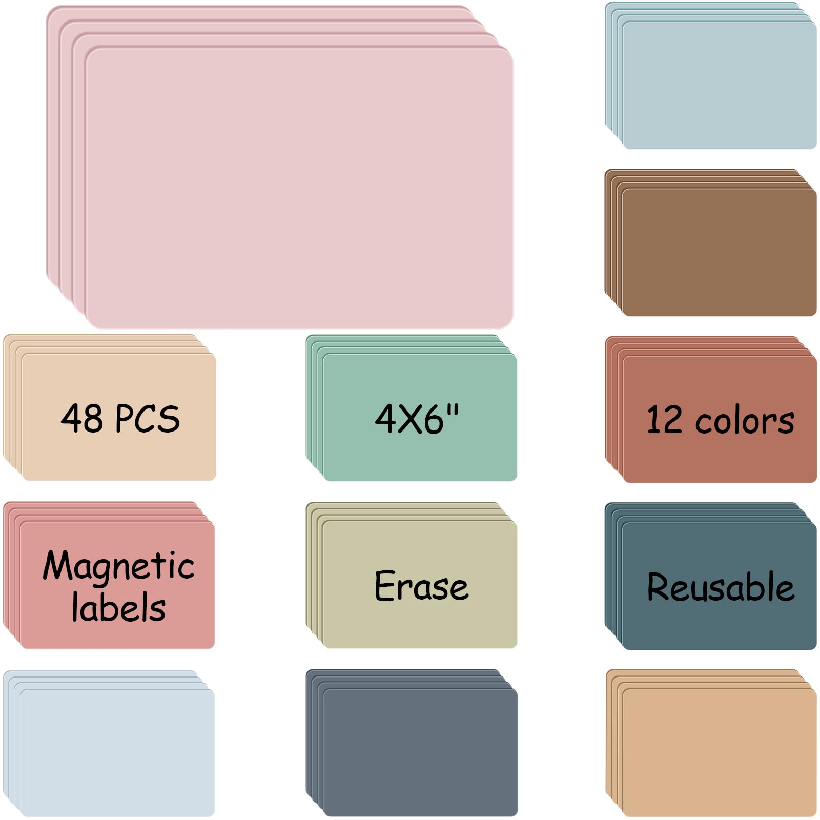 Photo 1 of 48 Pcs Dry Erase Magnetic Labels 4 x 6 Inch, Reusable Magnetic Name Tags Blank Name Magnets Multipurpose Name Tag Stickers Colorful Magnetic Strips for Whiteboard Locker School Office (Multicolor)