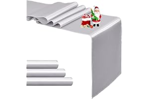 PUFOGU 4-Pack Silver Satin Table Runner 12 x 108 Inch Long Bright and Smooth Silk Fabric Table Runner for Wedding Banquet Birthday Party Decoration