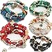 yunanwa 5 Pack Women Multilayer Bohemian Beaded Bracelet Crystal Pendant Charm Stretch Beach Bangle Bracelet Set Jewelry