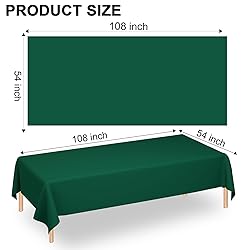 WNINK 4 Pack Dark Green Plastic Tablecloth