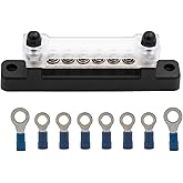 Kit de barra de bus de 6 terminales – Bloque de barra de bus de 150 A con cubierta y terminales termorretráctiles; distribuci