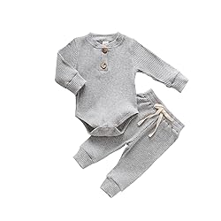 Newborn Baby Boy Girl Clothes Ribbed Knitted Cotton