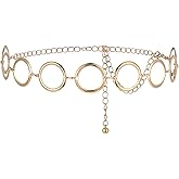 Macuezu Chain Belt, Metal Belt Chains for Women, Circle Waist Chain Gold Silver Adjustable Jewelry Belts for Dresses Jeans