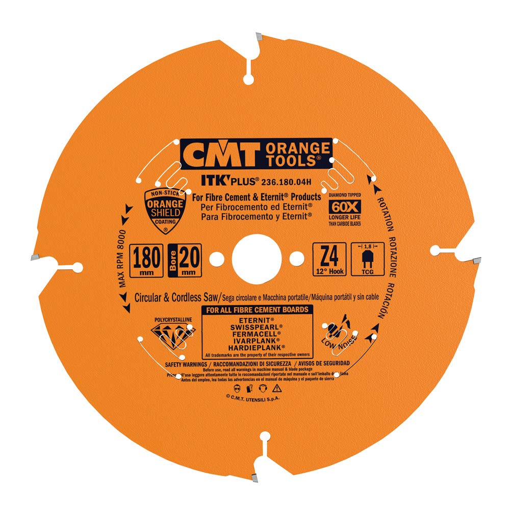CMT Orange Tools 236.180.04H - Saw Blade for Fiber Cement Dp D=180X2.4/1.8X20 Z4 TCG