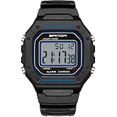 Lorciix Men's Digital Sports Watch &ndash; Waterproof 50M Shockproof Military Style Wristwatch with Stopwatch, Alarm, Backlight, 12/24H Display, Resin Band for Outdoor or Daily Use