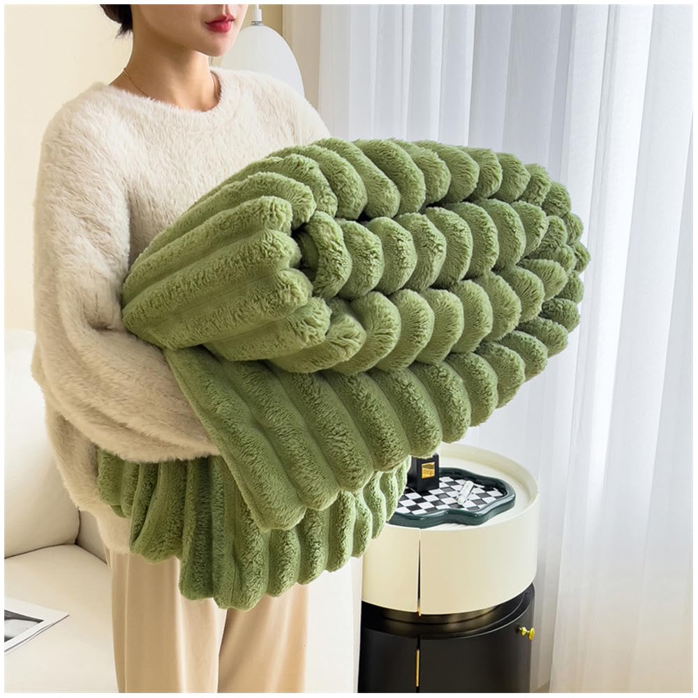 NUODWELL Soft Fluffy Throw Blanket, Super Cozy and Warm Fleece Blanket Rabbit Plush Double Thickness Blanket for Bed Sofa Couch Chair (Fruit Green, 200 * 230cm)