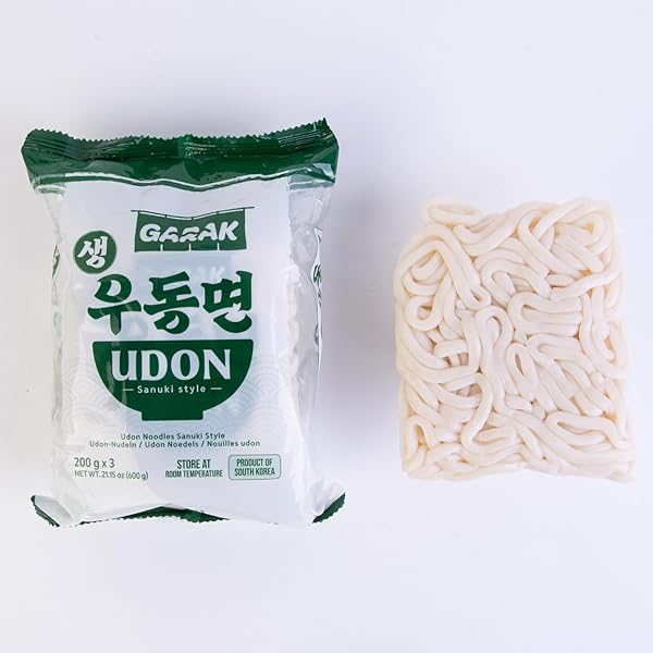 GARAK 3-MINUTE SANUKI UDON NOODLES (3-PACK) | THICK & CHEWY JAPANESE-STYLE NOODLES FOR QUICK STIR-FRY & MEALS | NO SOUP BASE INCLUDED (21.15OZ)