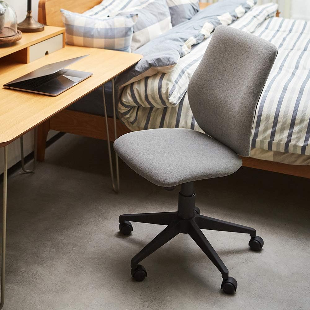 BOWTHY Armless Office Chair Ergonomic Computer Task Desk Chair Without Arms Mid Back Fabric Swivel Chair (Grey) - Image 3
