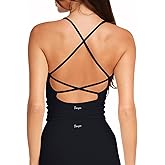 Danysu Sculpt Workout Tank Tops Women Backless Longline Sports Bras Strappy Padded Yoga Top