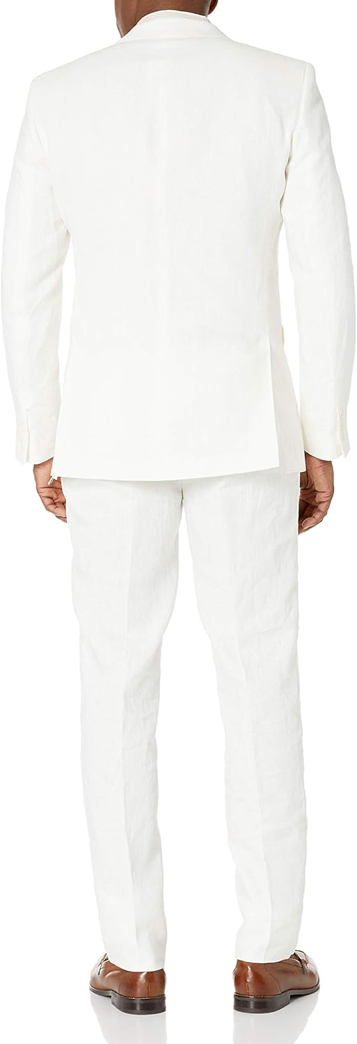 Calvin Klein Men's White Slim Fit Linen Suit, 42R at  Men’s Clothing store
