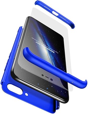 cmdkd Funda Compatible con Xiaomi Mi 8 Lite,Case Bumper 3 en 1 Estructura 360 Grados Integral para Ambas Caras Hard Skin Carcasa + Cristal Templado. Azul: Amazon.es: Hogar