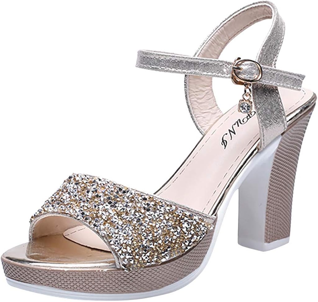 VAN HILL Damen Sandaletten Mit 11cm Blockabsatz - Plateau-Vorne-Design Für Stylische Auftritte