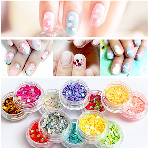 DIY 12 Colors Hollow & Solid Heart Star Iridescent Glitter Sequins Spangle 2 Sets 24 Jars for Nail Art Tip Deco Crafts Project - Thumbnail 7
