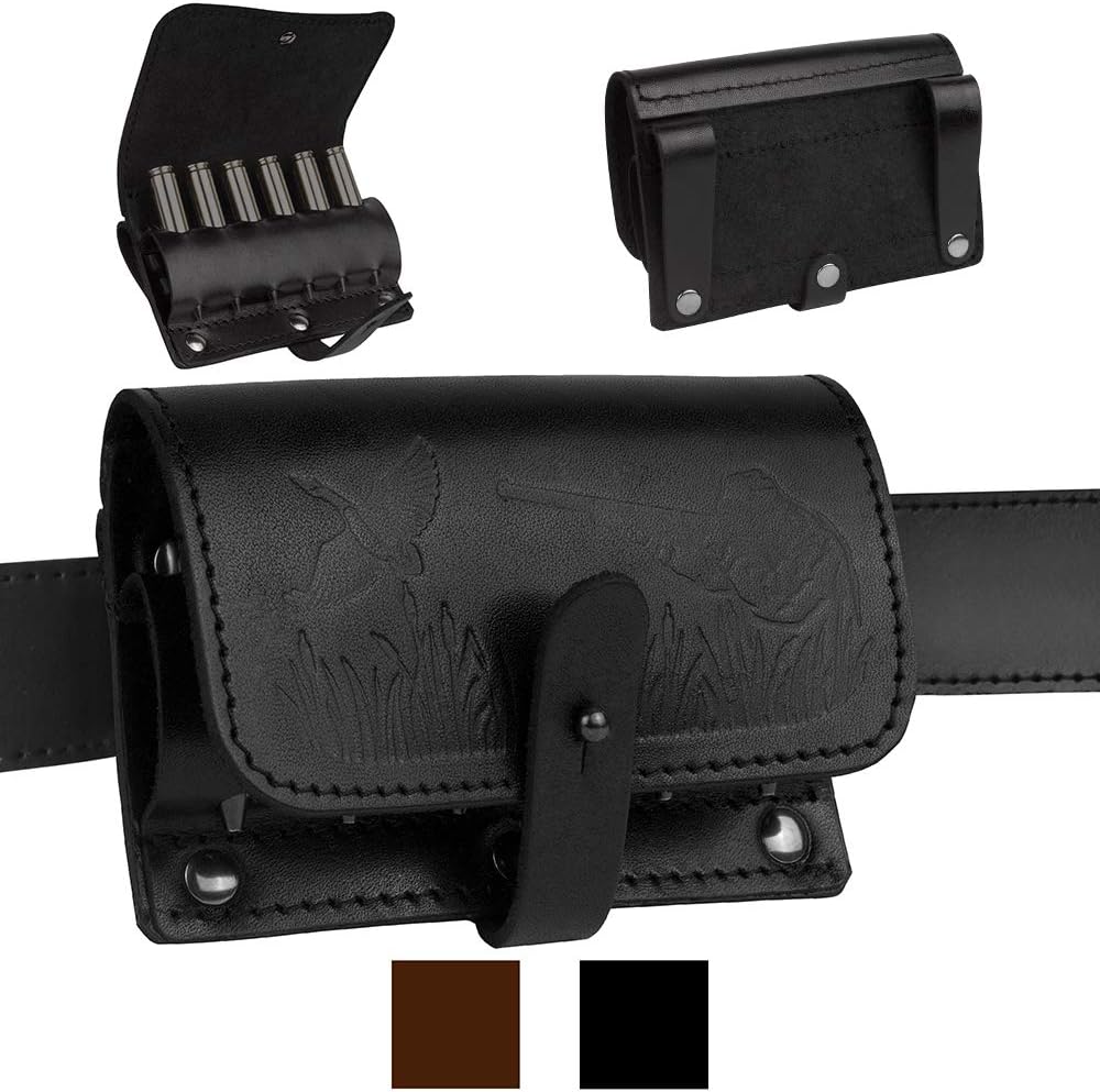 BRONZEDOG Leather Shotgun Shell Holder, Hunting Ammo Pouch