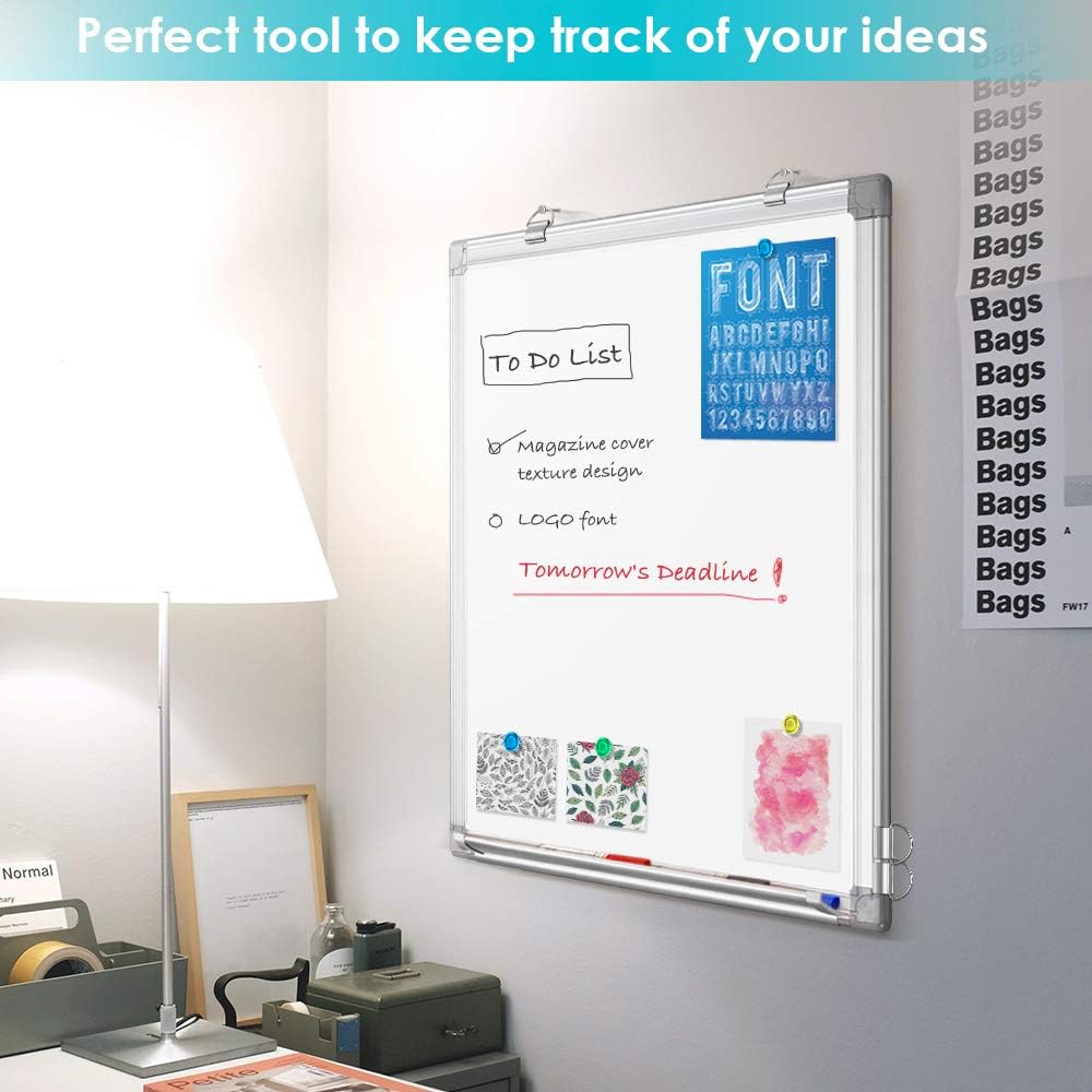 Magnetic Whiteboard 24 x 18 inches Dry Erase Board Wall Mounted White Board Small Hanging Whiteboard : Office Products