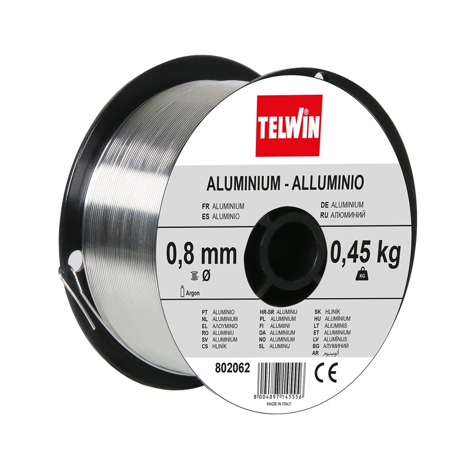 Telwin S.p.A. 802062 Aluminium welding wire coil diameter 0,8 mm, 0,45 Kg, grey