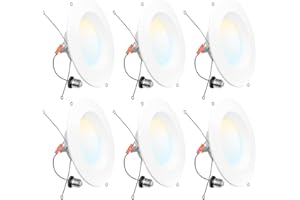 DEGNJU 6 inch LED Retrofit Recessed Lighting, LED Ceiling Light 5 Color Temerature Selectable, Recessed Lights Dimmable 1100LM, LED Can Lights 12.5W=75W, Baffle Trim, Downlight for Ceiling, 6 Pack