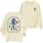 Sulayesh Christian Whale Shark Sweatshirts for Women Jesus God Bible Verse Hoodie Religious Faith Graphic Long Sleeve Shirts