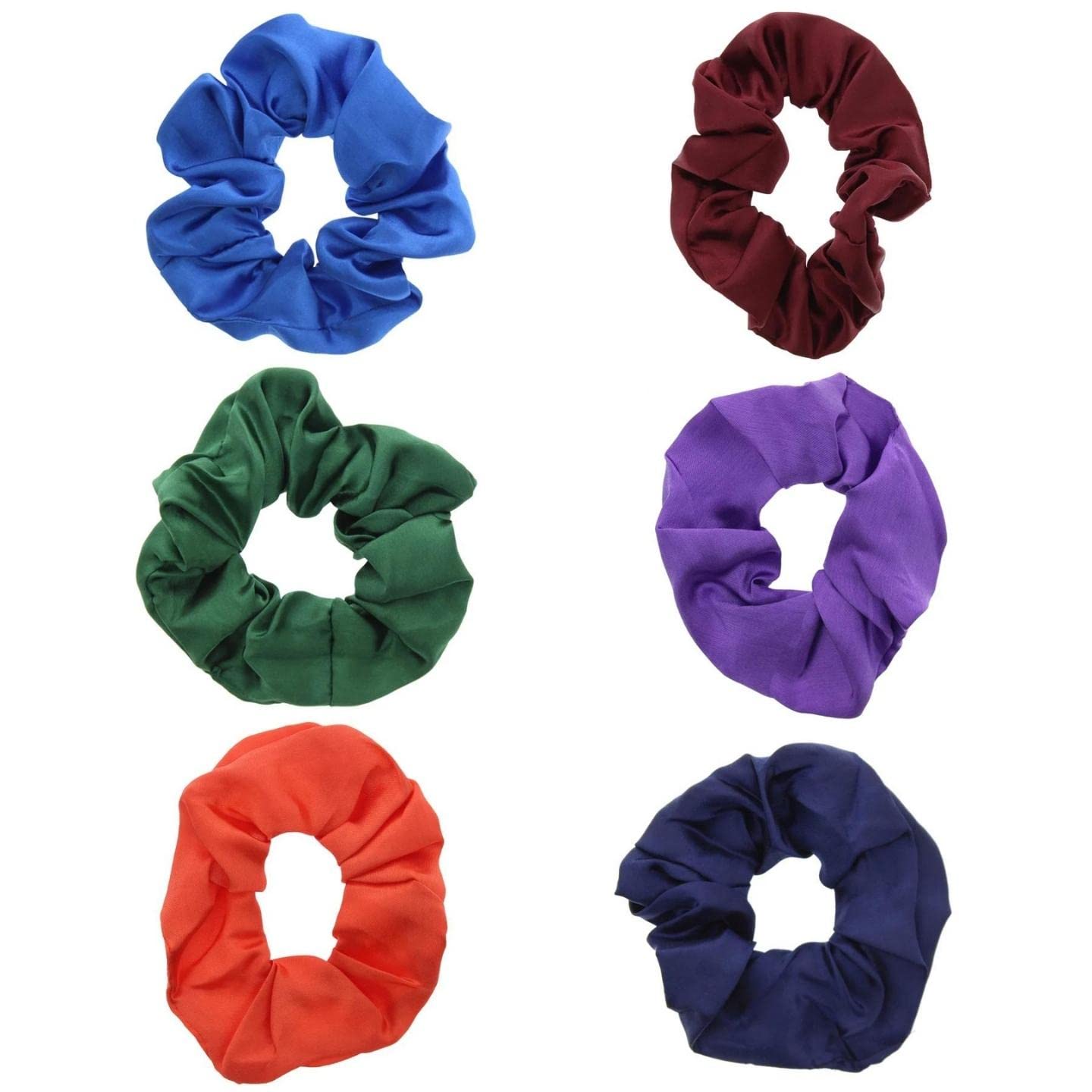 Topkids Accessories Satin Scrunchies Scrunchie Satin Hair Scrunchies Non-slip Ponytail Holders Satin Hair Scrunchies For Women, Ladies, Girls - Pack of 6 (School Uniform)