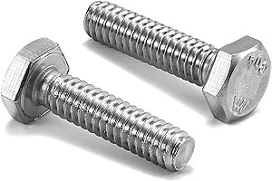 3/8-16 x 1 Hex Head Screw Bolt, 20Pcs 18-8 (304) Stainless Steel, Fully Threaded, Plain Finish, by SG TZH