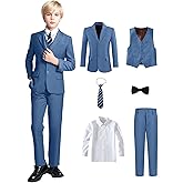 Yanlu Boy's Tuxedos Toddler Formal Suits Set Kids Blue Black Slim Fit Suit for Weddings
