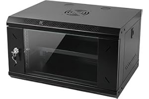 Noliven 6U Wall Mount Network Server Cabinet, 16in Depth Network Enclosure with Lockable Glass Door, 110Lbs Weight Capacity, 