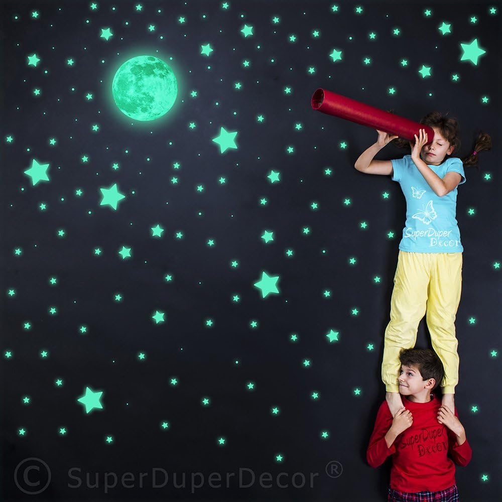 SuperDuperDecor REAL MOON AND STARS Glow-in-the-Dark stickers - EXTRA LARGE
