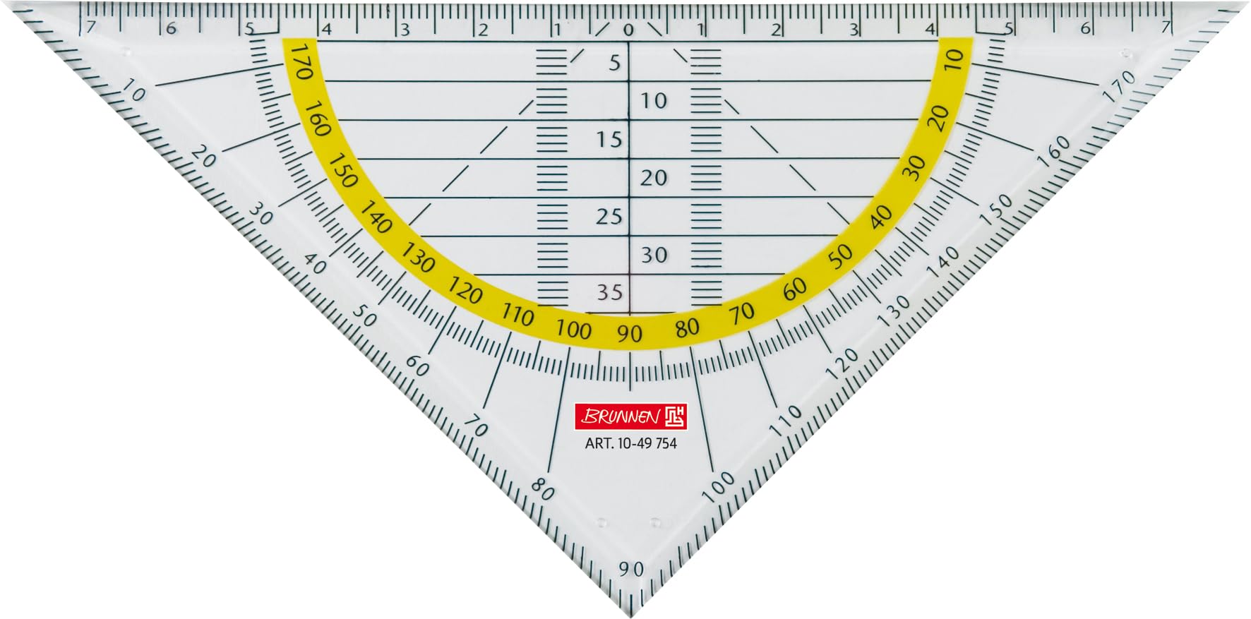 Brunnen 1049754 Geometry Set Square for School and Office, 16 cm, Transparent