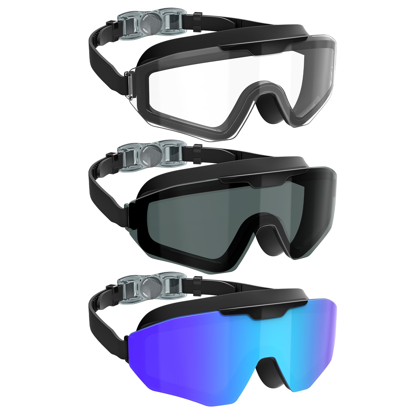 Photo 1 of NSSIW Swim Goggles Adult Goggles-for-Swimming: No Leak with UV400 Protection Anti Fog Wide View for Men and Women 3 Pack