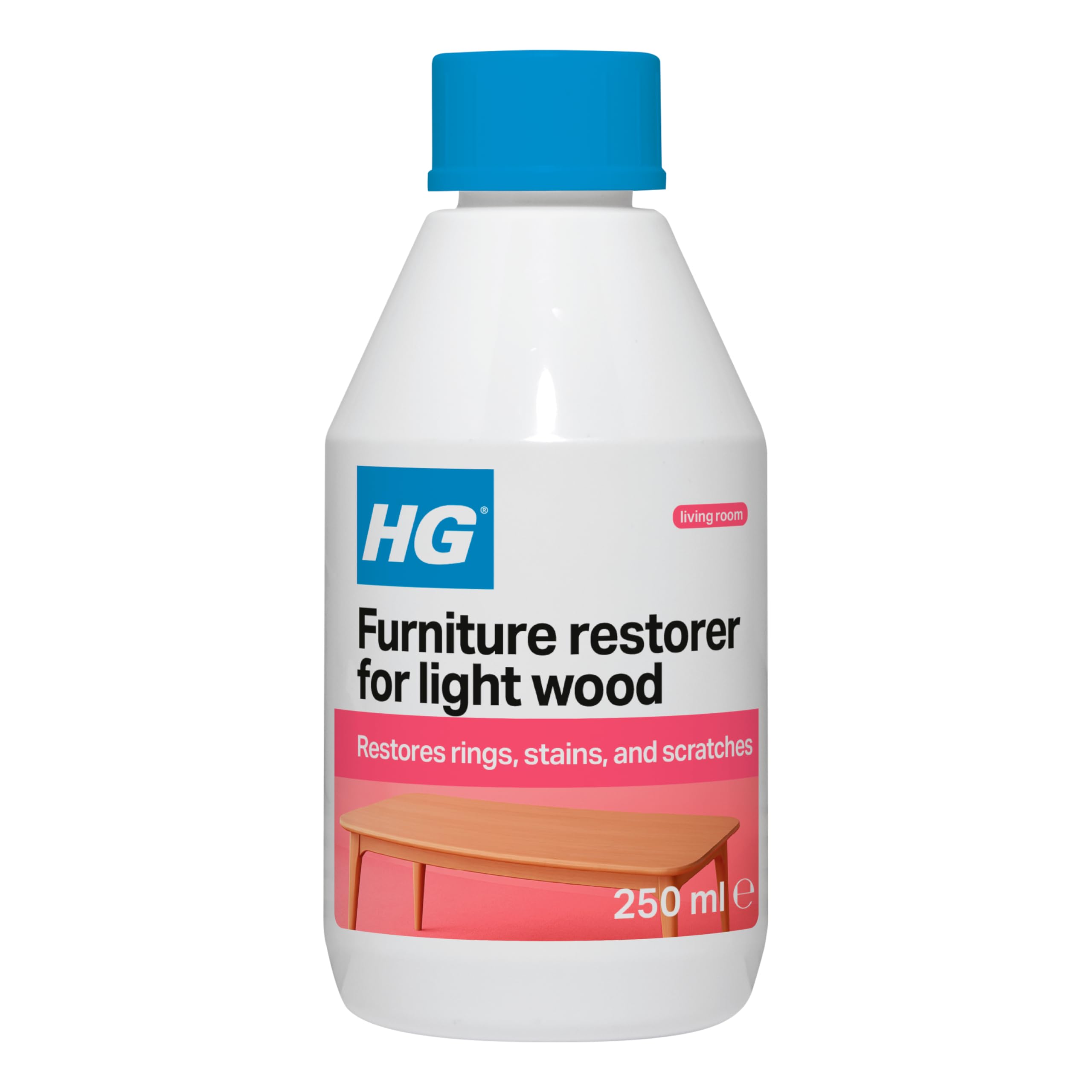 HG Furniture Restorer for Light Wood, Wood Stain Remover & Wood Cleaner for Scratches, Water Marks & Coffee Cup Rings, Oak Stain Remover & Laminate Furniture Restorer - 250ml
