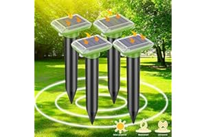 DEFENDY Solar Mole Repellent, Ultrasonic Gopher Repeller Outdoor, Solar Powered Waterproof Snake Repellent Deterrent Gopher Vole Snake Pest and Other Rodent Animals from Lawn Garden Yard Home(4 Packs)