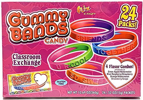 Candy Gummy Bands Classroom Exchange, 24 Wristbands Valentine - 2 Pack - Thumbnail 2