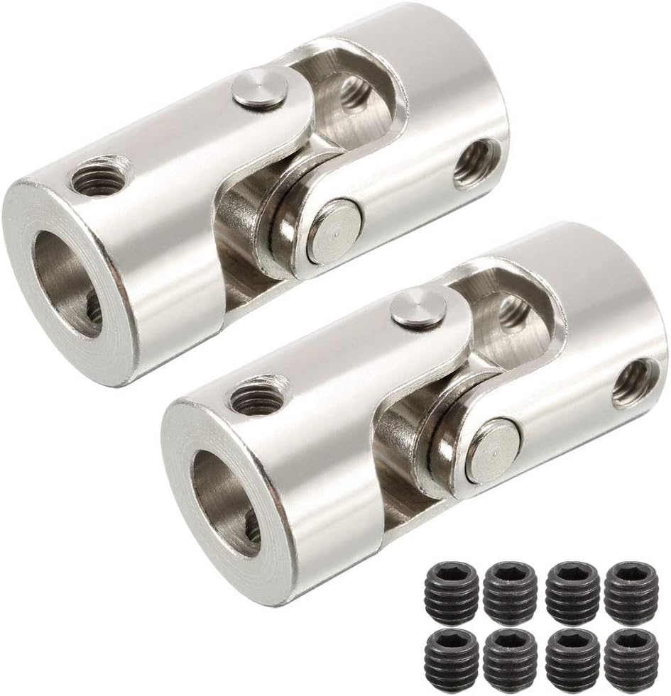 sourcing map 2pcs 8mm to 10mm Inner Dia Rotatable Universal Steering Shaft U Joint Coupler L35XD16, Silver, 8 to 10mm L35XD16 2pcs