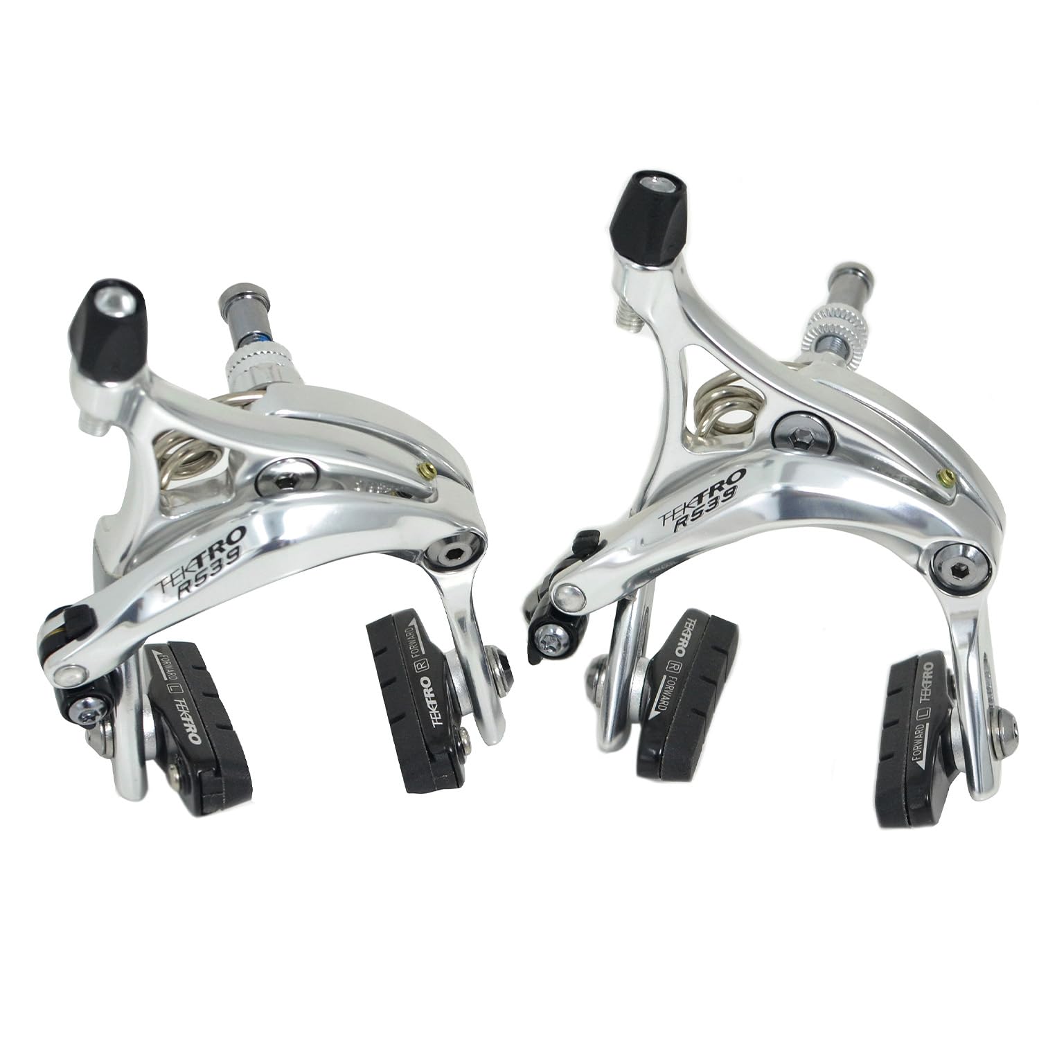 Tektro R539 Caliper Brake Set 47-59mm withQR Recessed Mount, Silver, ST1415-SILVER