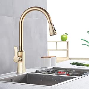 Grifo de cocina de oro cepillado Montado en la cubierta Extraíble Baño