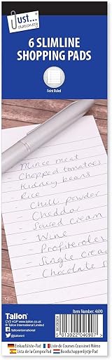 Just stationery Lined Paper Shopping Pad 75 x 210 mm Pack of 6