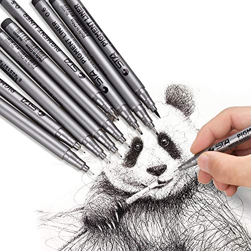 [9 Packs] Browill Fineliner Pens, Micro-line Writing Drawing Markers With Waterproof Archival Ink 9 Tips For Sketching, Anime, Artist Illustration, Signature, Office Documents, Scrapbooking Black - Thumbnail 6