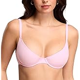 DOBREVA Women's Balconette Unlined Plunge Bra Underwire Demi Plus Size Bras Lounge Comfort