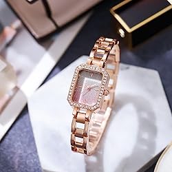 SENRUD Women Watch Fashion Rectangular Crystal